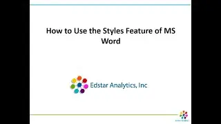 Using Styles Feature of MS Word