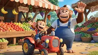 Baby Monkey&rsquo;s First Tractor Ride To The Market | Kids Storytime