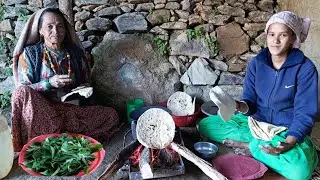 Traditional Organic Food | Bread & Shisno | Making And Eating | Simple Village Life 1..