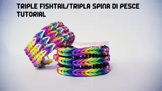 Come fare il Rainbow loom bands TRIPLA SPINA DI PESCE CON LA TRAMA SOTTO - tutorial ita dettagliato-