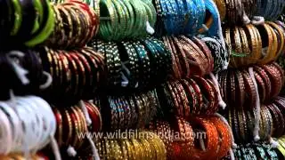 Colourful glass bangles on sale in Rajasthan, India