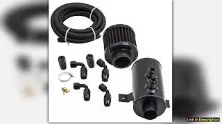 AN10 750ml Baffled Engine Oil Catch Breather Can w Filter 3M Hose Kit Black Premium Quality