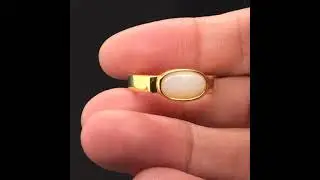 Silver Solid  White Opal Ring Gold Plated 065 Ringsize P(AU UK)