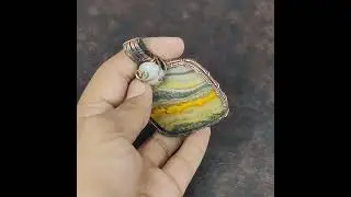 Bumble Bee Jasper Copper Wire Wrapped Pendant Moonstone Pendant Gemstone Handmade Pendant (VFWP-160)