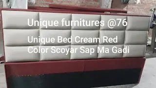 Unique furnitures @76 Unique Bed Cream Clour Border Red Clour  Scoyar Sap Ma Gadi Cream Colour