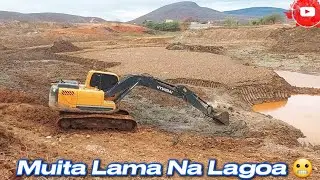Escavadeira Hidráulica hyundai fazendo limpeza na Lagoa (Parte 8)