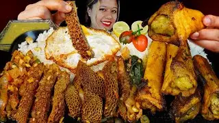 Northeast Indian style buff honeycomb curry, Buff nalli, bone marrow,rice and egg Mukbang ASMR