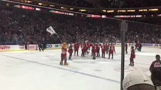 Nordy Celebrating Minnesota Wild Victory