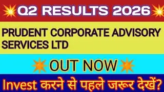Prudent Q2 Results 🔴 Prudent Corporate Advisory Services Ltd 🔴 Prudent Corporate Share Latest News