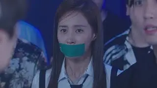 Korean girl in school uniform tape gagged