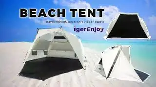 Pop Up Beach Tent, Anti-Uv Beach Shelter,  Mesh Windows And Sandy Bags, Keep Your Beach Trip Cool
