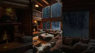 Cozy Rustic Cabin Retreat ❄️ Crackling Fireplace and Gentle Snowfall Sounds  #relax
