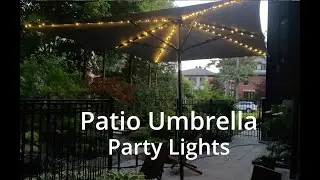 Victor E to YOU ~ Patio Umbrella Party Lights #patioumbrella #patiolights #diyhomedecor #fairylight
