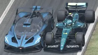 Fernando Alonso Aston Martin F1 2025 vs Bugatti Bolide at Monza