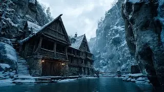 Quiet River Beside a Frozen Medieval Village | Celtic Music for Relaxation