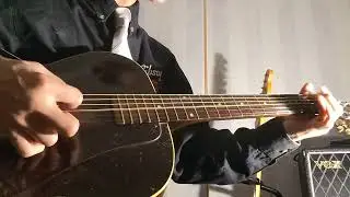 Businessman play Motel Intro on guitar