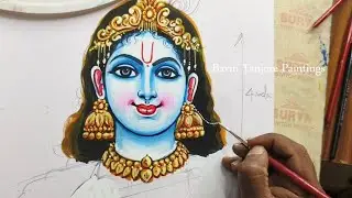 How to do Krishna Painting | Tanjore painting tutorial