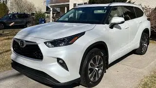 2022 TOYOTA HIGHLANDER XLE AWD GAS MODEL REVIEW | WIND CHILL PEARL EXTERIOR #2022toyotahighlander 4K
