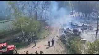 Тушение пожара на Куршской косе в условиях сильного ветра