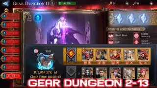 Watcher of Realms | Gear Dungeon 2-13 with only one Lord bonus | non-meta crazy team | Gear at end