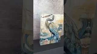 Stunning Great Blue Heron Art: Blue & Gold on 1