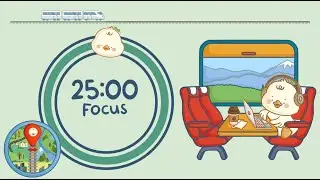 Pomodoro Timer 4x25 | 2 HOURS STUDY WITH ME | Train Ambience Brown Noise | ADHD Study Lofi Beats 🎧