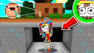 BEBÉ NOOB vs  POMNI DIGITAL CIRCUS DEBAJO DE SU CASA EN MINECRAFT TROLL ROLEPLAY