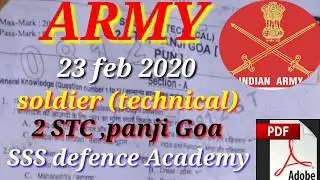 Army soldier technical 23 feb 2020 2 stc panji Goa ka original question paper with answers