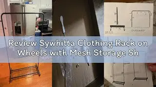 Review Sywhitta Clothing Rack on Wheels with Mesh Storage Shelf & Sturdy Metal Frame, Rolling Garmen