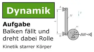 ⚙️ Balken fällt und dreht dabei Rolle [Technische Mechanik, Dynamik, Kinetik]