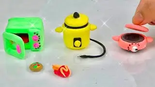 Amazing technique make kitchen set with polymer clay| Miniature clay kitchen set with Microwave