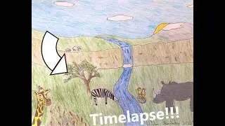 Time Lapse Drawing of a Savanna Landscape