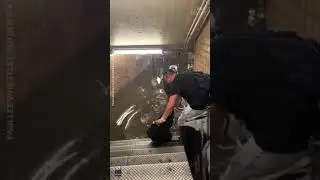 New York City subway flooded by the remnants of Tropical Storm Elsa #shorts