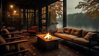 Warm Lakeside Fireplace Ambience 🔥 Cozy Outdoor Night with Crackling Fire Sounds