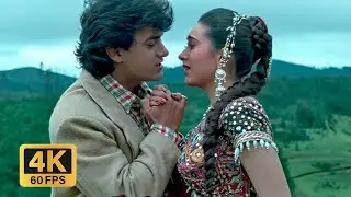 Pucho Zara Pucho - 4K 60FPS Full Video Song _ Raja Hindustani (1996) _ Sanu_ Alka _ Aamir_ Karisma