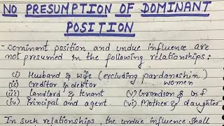 No presumption of Undue Influence ||  Effects & Burden of Proof