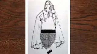 How to draw a Girl wearing salwar suit || Pencil sketch for beginner || Easy drawing || Girl drawing