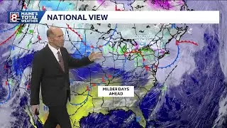 Another round of snow, with ice mixing in along the coast