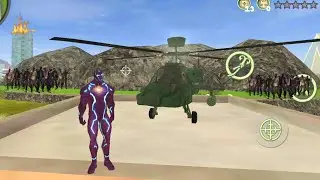 Neon Iron Stickman Rope Hero Gangstar Crime (Helicopter Land on Zombies Cave) - Android Gameplay HD