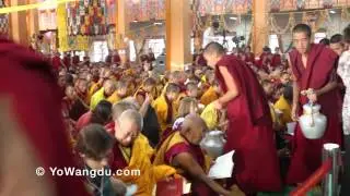 Serving Tibetan Butter Tea at His Holiness' Teachings