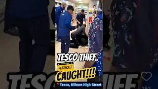 Охранник магазина Tesco на Килберн Хай-стрит в Лондоне схватил вора с земли