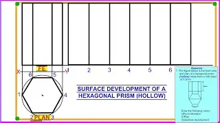 HOW TO DRAW SURFACE DEVELOPMENT OF A HEXAGONAL PRISM