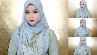 5 Tutorial Hijab Segi Empat Simple Motif Premium Menutup Dada || Style Hijab Tren Kekinian