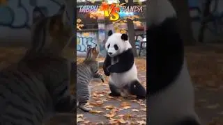 Sugar Tabby vs. Panda: STREET FIGHT SHOWDOWN! 😼 #catcomedy #animaltales #aivideo