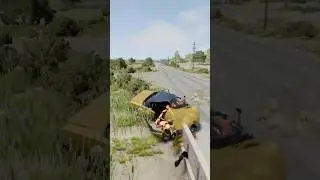 That's a dead stop in a small Car!! Driver thrown from vehicle like superman!! BeamNG car crash!