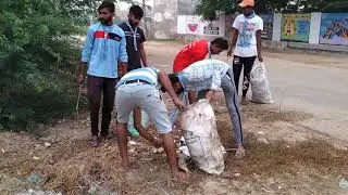 Plastic waste collecting in our village
