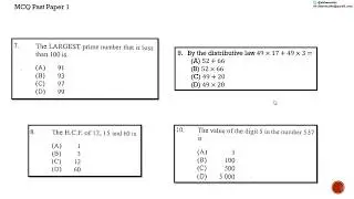 Multiple Choice 1 | 7,8,9&10 | CXC CSEC Mathematics | Number Theory