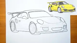 Как нарисовать машину Porsche 🔥 | Легкое руководство по рисованию Porsche 911 GT3