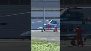 Helicopter engine startup. Agusta A109/JA34MP/Metropolitan Police Air Corps
