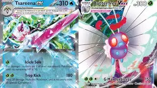 Tsareena Ex vs. Butterfree VMax Pokemon TCG Battle